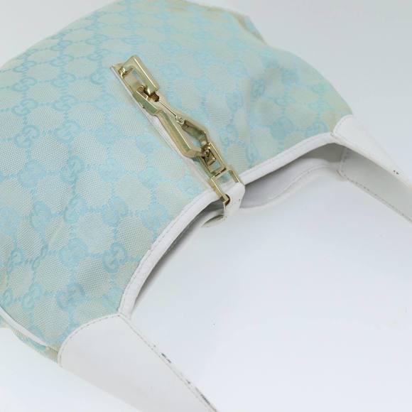 GUCCI GG Canvas Jackie Shoulder Bag Light Blue 001 4057 Auth ep4384 - Picture 6 of 16
